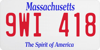 MA license plate 9WI418