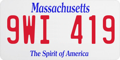 MA license plate 9WI419