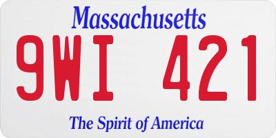 MA license plate 9WI421