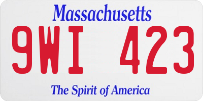 MA license plate 9WI423