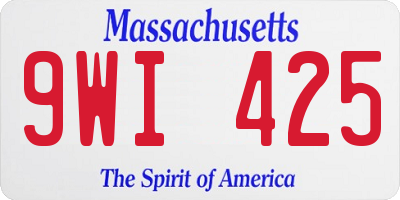 MA license plate 9WI425