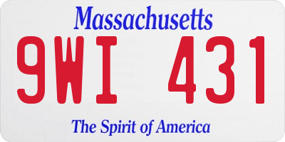 MA license plate 9WI431