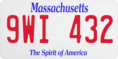 MA license plate 9WI432