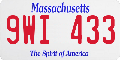 MA license plate 9WI433