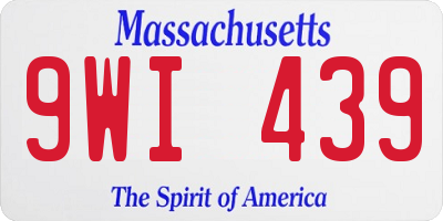 MA license plate 9WI439