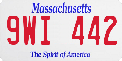 MA license plate 9WI442