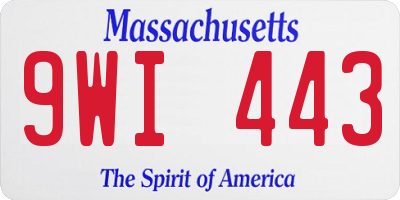 MA license plate 9WI443