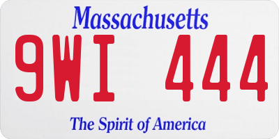 MA license plate 9WI444