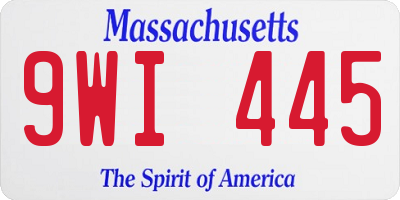 MA license plate 9WI445