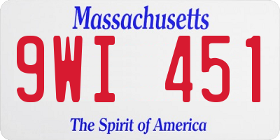 MA license plate 9WI451