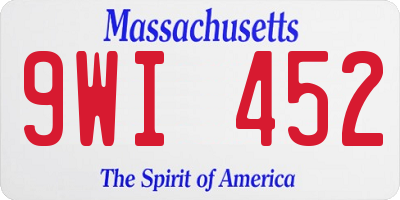 MA license plate 9WI452