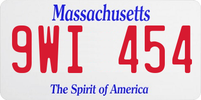 MA license plate 9WI454