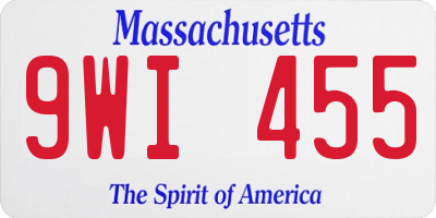 MA license plate 9WI455