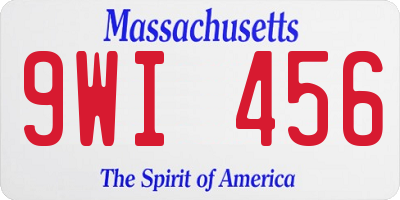 MA license plate 9WI456