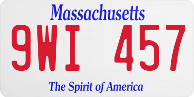 MA license plate 9WI457