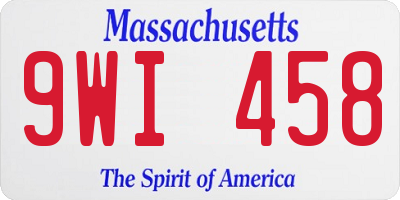 MA license plate 9WI458