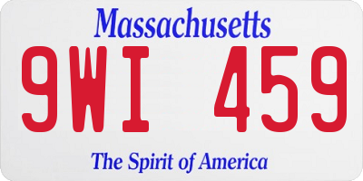 MA license plate 9WI459