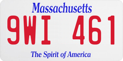MA license plate 9WI461