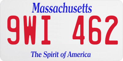 MA license plate 9WI462
