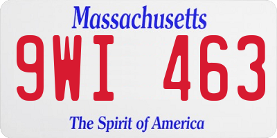 MA license plate 9WI463