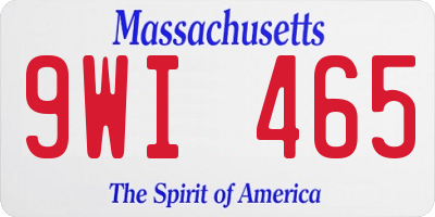 MA license plate 9WI465