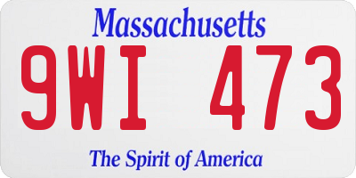 MA license plate 9WI473
