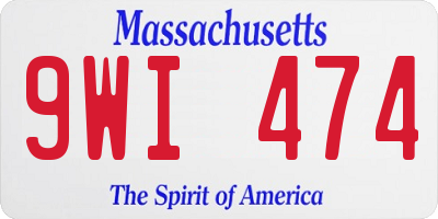 MA license plate 9WI474