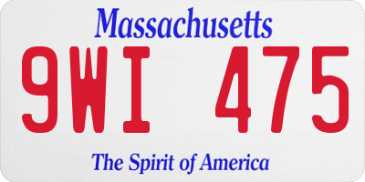 MA license plate 9WI475