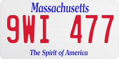 MA license plate 9WI477