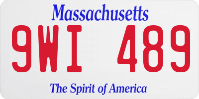 MA license plate 9WI489