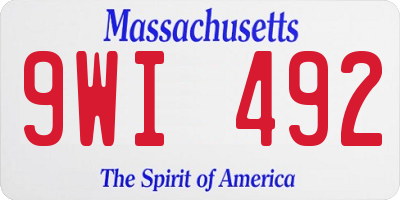 MA license plate 9WI492