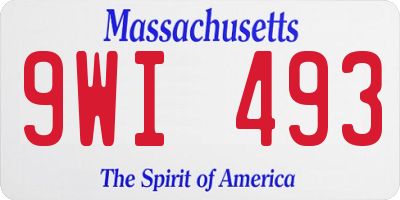 MA license plate 9WI493