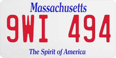 MA license plate 9WI494