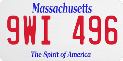 MA license plate 9WI496