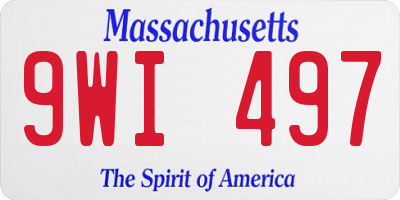 MA license plate 9WI497