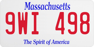 MA license plate 9WI498