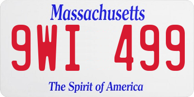 MA license plate 9WI499