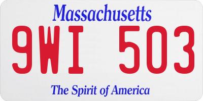 MA license plate 9WI503