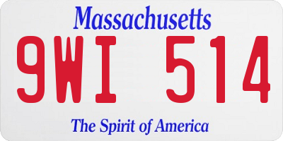 MA license plate 9WI514