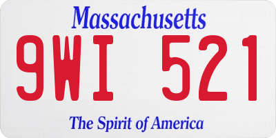MA license plate 9WI521