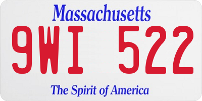 MA license plate 9WI522