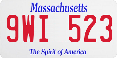 MA license plate 9WI523