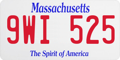 MA license plate 9WI525