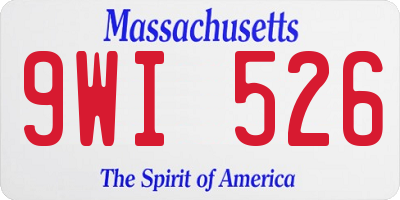 MA license plate 9WI526