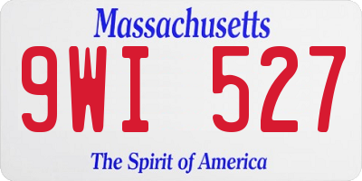 MA license plate 9WI527