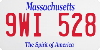 MA license plate 9WI528
