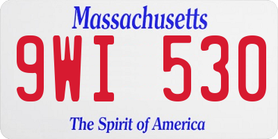 MA license plate 9WI530