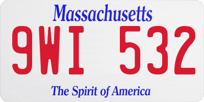 MA license plate 9WI532