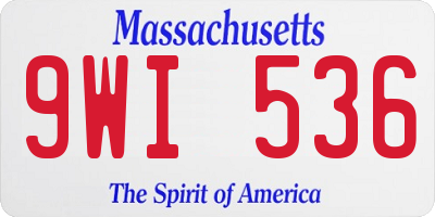 MA license plate 9WI536
