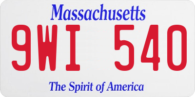 MA license plate 9WI540